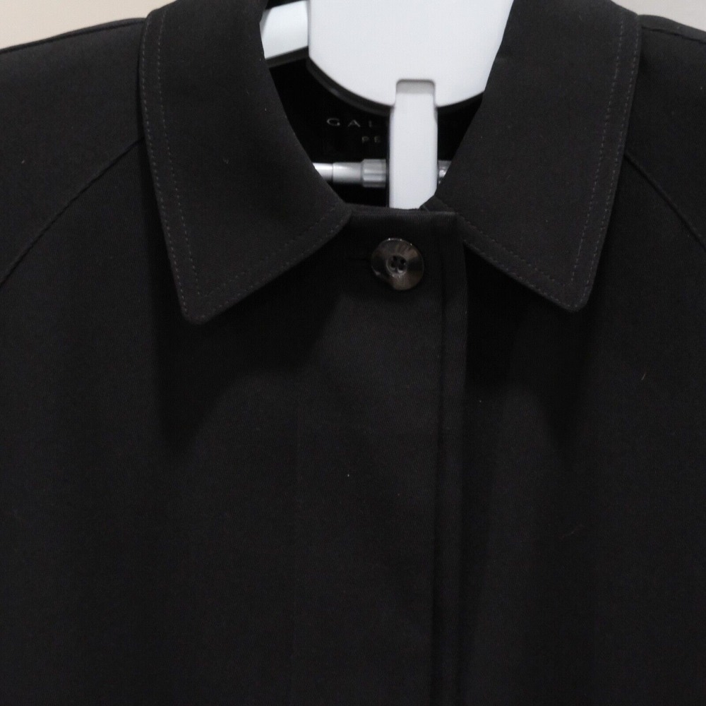 Gallery Womens Long Sleeve Button Black Trench Coat Jacket Size 10P Polyester - Picture 8 of 11